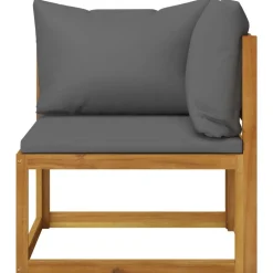 vidaXL 2-tlg. Sofa-Set mit dunkelgrauen Kissen Akazie Massivholz