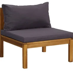 vidaXL 2-tlg. Sofa-Set mit Dunkelgrauen Kissen Akazie Massivholz