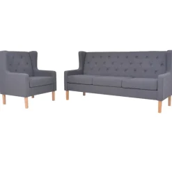 vidaXL 2-tlg. Sofa-Set Stoff Grau