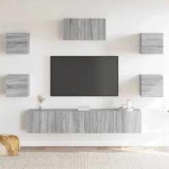 vidaXL 7-tlg. TV-Schrank-Set Grau Sonoma Holzwerkstoff