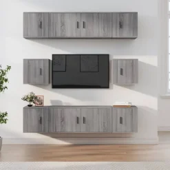 vidaXL 8-tlg. TV-Schrank-Set Grau Sonoma Holzwerkstoff