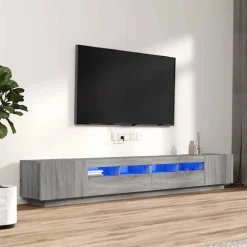 vidaXL 3-tlg. TV-Schrank-Set LED-Leuchten Grau Sonoma Holzwerkstoff