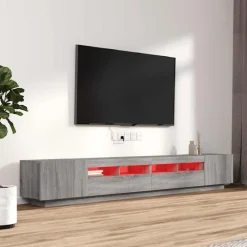 vidaXL 3-tlg. TV-Schrank-Set LED-Leuchten Grau Sonoma Holzwerkstoff