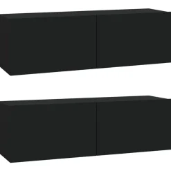 vidaXL 4-tlg. TV-Schrank-Set Schwarz Holzwerkstoff