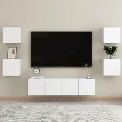 vidaXL 6-tlg. TV-Schrank-Set Weiß Holzwerkstoff