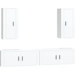vidaXL 4-tlg. TV-Schrank-Set Weiß Holzwerkstoff