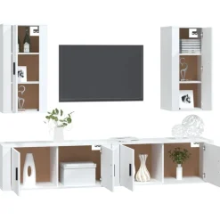 vidaXL 4-tlg. TV-Schrank-Set Weiß Holzwerkstoff