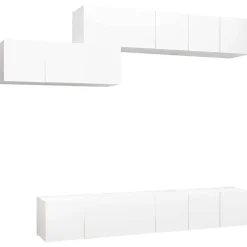 vidaXL 7-tlg. TV-Schrank-Set Weiß Holzwerkstoff