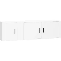 vidaXL 2-tlg. TV-Schrank-Set Weiß Holzwerkstoff