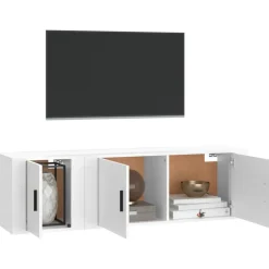 vidaXL 2-tlg. TV-Schrank-Set Weiß Holzwerkstoff