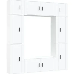 vidaXL 8-tlg. TV-Schrank-Set Weiß Holzwerkstoff