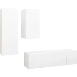 vidaXL 4-tlg. TV-Schrank-Set Weiß Holzwerkstoff