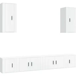 vidaXL 6-tlg. TV-Schrank-Set Weiß Holzwerkstoff