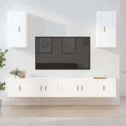 vidaXL 6-tlg. TV-Schrank-Set Weiß Holzwerkstoff