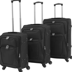 vidaXL 3-tlg. Weichgepäck Trolley-Set Schwarz