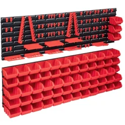 vidaXL 141-tlg. Werkzeugwand mit Sichtlagerkästen Rot und Schwarz