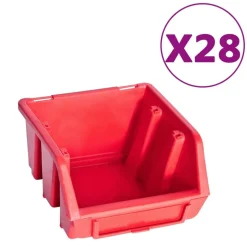 vidaXL 141-tlg. Werkzeugwand mit Sichtlagerkästen Rot und Schwarz