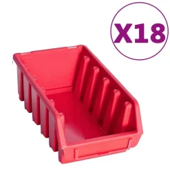 vidaXL 103-tlg. Werkzeugwand mit Sichtlagerkästen Rot und Schwarz