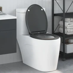 vidaXL Toilettensitz Anthrazit 47 x 37,5 x 3,8 cm Duroplast