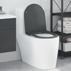 vidaXL Toilettensitz Anthrazit 47 x 36 x 3,4 cm Duroplast