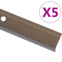 vidaXL Treppenkantenprofil in L-Form 5 Stk. Aluminium 90 cm Braun