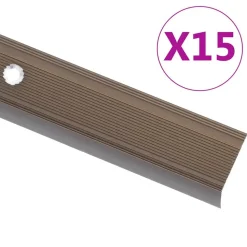 vidaXL Treppenkantenprofil in L-Form 15 Stk. Aluminium 90 cm Braun