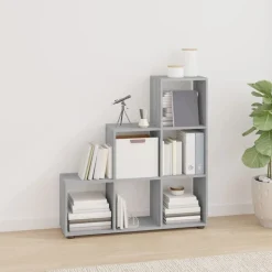 vidaXL Treppenregal Grau Sonoma 107 cm Holzwerkstoff