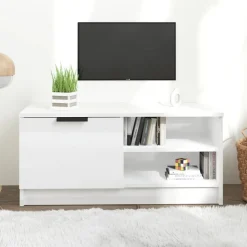 vidaXL TV-Schrank Hochglanz-Weiß 80x35x36,5 cm Holzwerkstoff