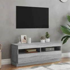 vidaXL TV-Schrank mit LED-Leuchten Grau Sonoma 100x35x40 cm
