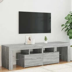 vidaXL TV-Schrank mit LED-Leuchten Grau Sonoma 140x36,5x40 cm
