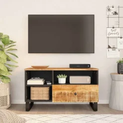 vidaXL TV-Schrank 80x33x46 cm Massivholz Mango & Holzwerkstoff