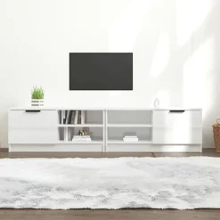 vidaXL TV-Schränke 2 Stk. Hochglanz-Weiß 80x35x36,5 cm Holzwerkstoff