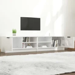 vidaXL TV-Schränke 2 Stk. Hochglanz-Weiß 80x35x36,5 cm Holzwerkstoff