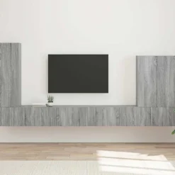 vidaXL TV-Wandregal-Set Wandmontiert 6 pcs Graues Sonoma