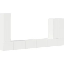 vidaXL TV-Wandregal-Set Wandmontiert 6 pcs Hochglanz Weiß