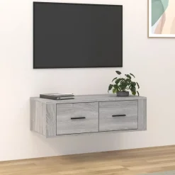 vidaXL TV-Wandschrank Grau Sonoma 80x36x25 cm Holzwerkstoff