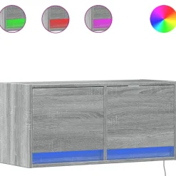 vidaXL TV-Wandschrank mit LED-Beleuchtung Grau Sonoma 80x31x38 cm