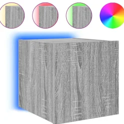 vidaXL TV-Wandschrank mit LED-Leuchten Grau Sonoma 30,5x35x30 cm