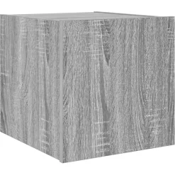 vidaXL TV-Wandschrank mit LED-Leuchten Grau Sonoma 30,5x35x30 cm