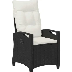 vidaXL Verstellbarer Gartenstuhl Schwarz und Creme 56 x 60 x 112 cm