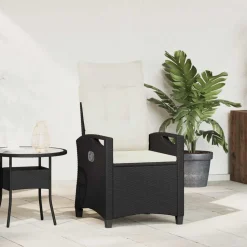 vidaXL Verstellbarer Gartenstuhl Schwarz und Creme 56 x 60 x 112 cm
