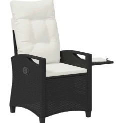 vidaXL Verstellbarer Gartenstuhl Schwarz und Creme 56 x 60 x 112 cm