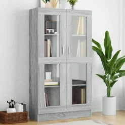 vidaXL Vitrinenschrank Grau Sonoma 82,5x30,5x150 cm Holzwerkstoff
