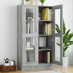 vidaXL Vitrinenschrank Grau Sonoma 82,5x30,5x150 cm Holzwerkstoff