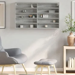 vidaXL Vitrinenschrank Grau Sonoma 100x15x58 cm Holzwerkstoff