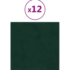 vidaXL Wandkopfteilen 12 pcs Dunkelgrün 30 x 30 cm Samt