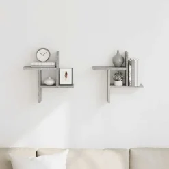 vidaXL Wandregale 2 Stk. Grau Sonoma 38x12x38 cm Holzwerkstoff