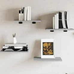 vidaXL Wandregale 4 Stk. Grau Sonoma 40x30x1,5 cm Holzwerkstoff