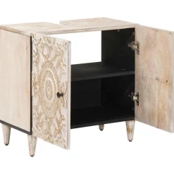 vidaXL Waschbeckenschrank Weiß 62 x 33 x 58 cm Massivholz Mango