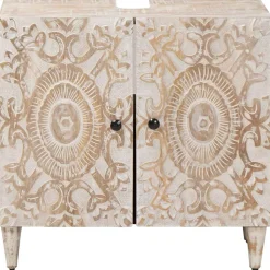 vidaXL Waschbeckenschrank Weiß 62 x 33 x 58 cm Massivholz Mango